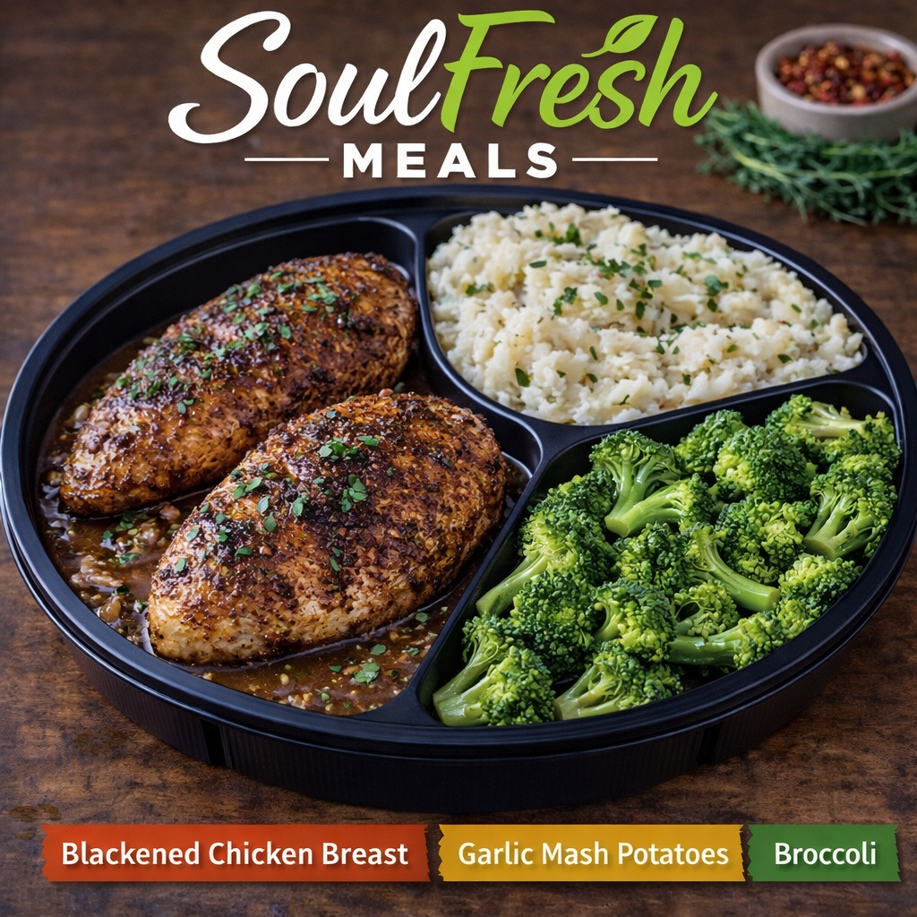 Blackened Chicken Breast----Garlic Mashed Potatoes---Roasted Broccoli