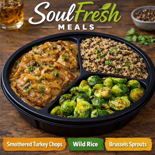 Smothered Turkey Chops ---Wild Rice ----Brussel Sprouts