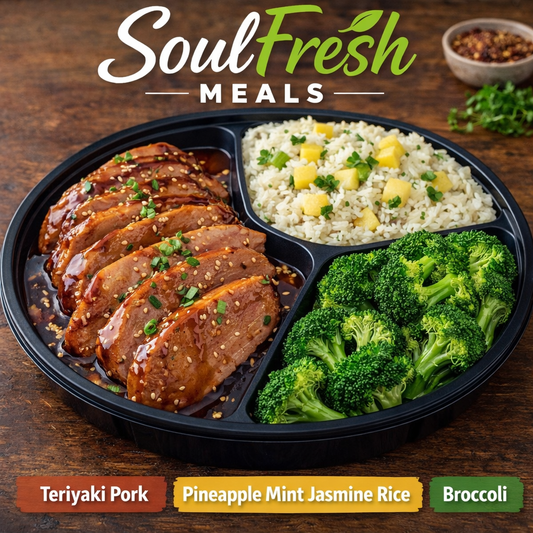 Teriyaki Pork --- Pineapple Mint Jasmine Rice --- Broccoli