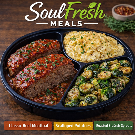 Classic Meatloaf ---Scallop Potatoes--- Roasted Brussel Sprouts